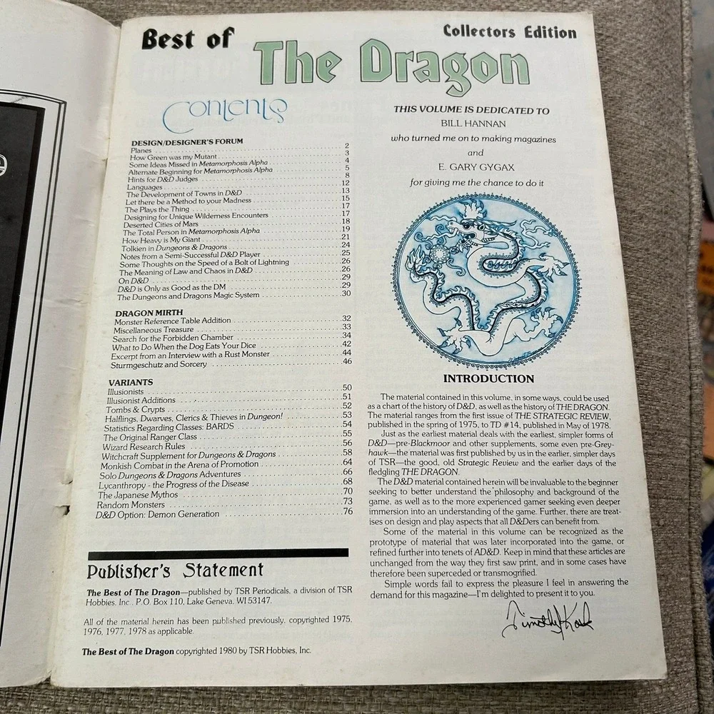 TSR Dungeons and Dragons Best of The Dragon Vol I Magazine 1980 Red D&D Vintage